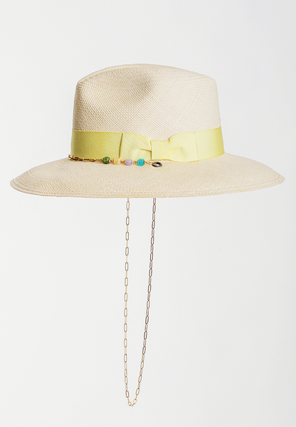 MPXA MUNICH - YELLOW STRAW HAT with gold chain