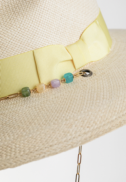 MPXA MUNICH - YELLOW STRAW HAT with gold chain