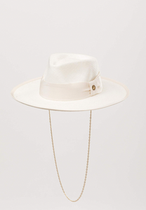 MPXA AMARO - WHITE STRAW HAT with gold chain