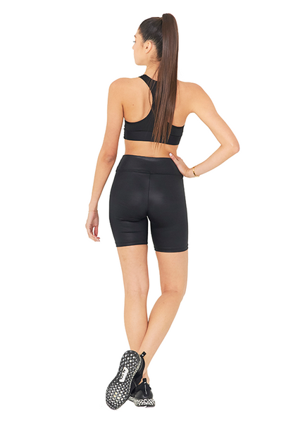 BeFit High Waisted Biker Shorts - Glossy Black