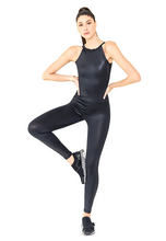 Load image into Gallery viewer, BeFit Halter Jumpsuit - Glossy Black
