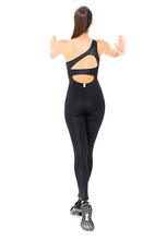 Load image into Gallery viewer, BeFit One-Shoulder Jumpsuit - Glossy Black