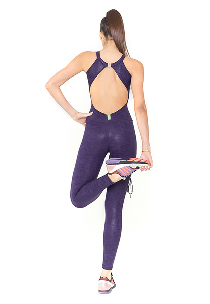 BeFit Halter Jumpsuit - Purple Pattent