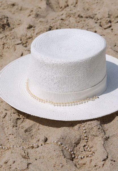 MPXA ELIZABETH - STRAW HAT with gold chain