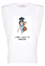 Load image into Gallery viewer, Coffee to Function - White Padded Muscle Tee