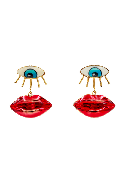 FVxA PSYCHO EYE MOUTH EARRINGS