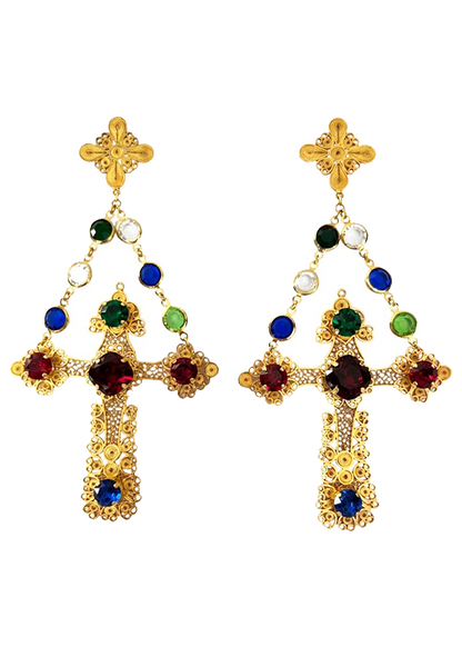 FVxA RENAISSANCE CROSS EARRINGS