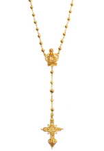 Load image into Gallery viewer, FVxA CROSSED CROWN ROSARY STYLE NECKLACE