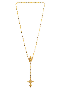 FVxA CROSSED CROWN ROSARY STYLE NECKLACE