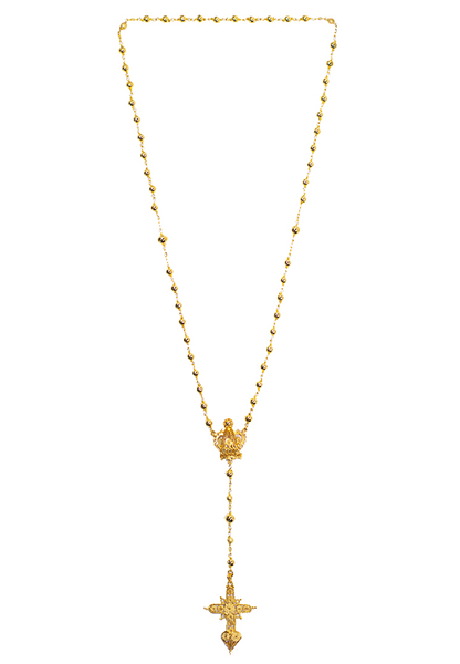 FVxA CROSSED CROWN ROSARY STYLE NECKLACE