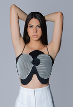 Load image into Gallery viewer, Flower Crop Top - Black &amp; White Net