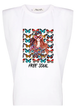 Load image into Gallery viewer, FREE SOUL - White Padded Muscle Tee