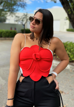 Load image into Gallery viewer, Flower Crop Top - Red &amp; White