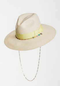 MPXA MUNICH - YELLOW STRAW HAT with gold chain