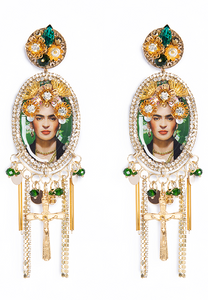 AGxA Flower Girl Earrings - GOLD/GREEN
