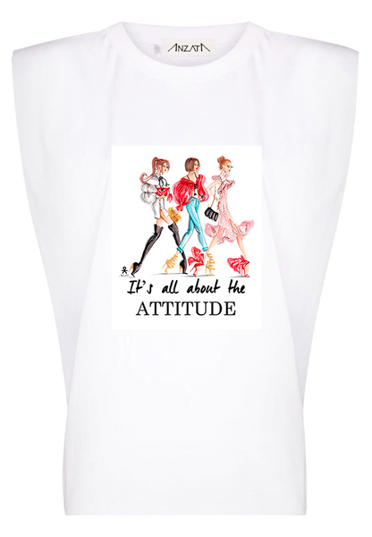 ATTITUDE FANCY - White Padded Muscle Tee