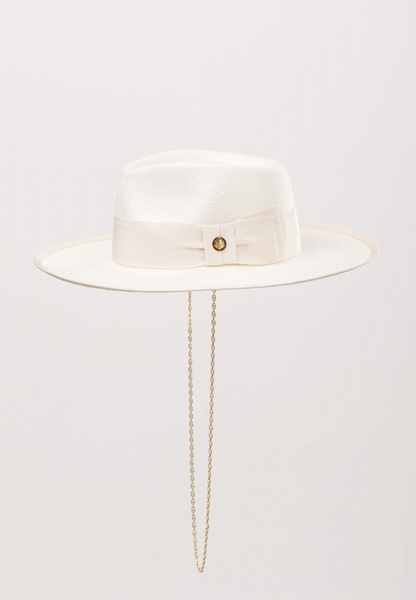MPXA AMARO - WHITE STRAW HAT with gold chain