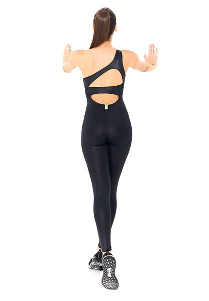 BeFit One-Shoulder Jumpsuit - Glossy Black