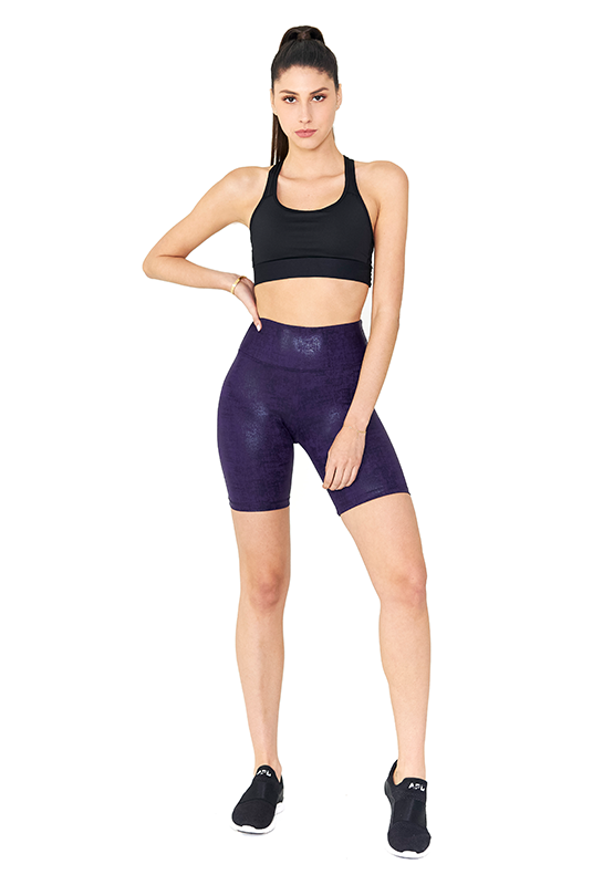 BeFit High Waisted Biker Shorts - Glossy Purple