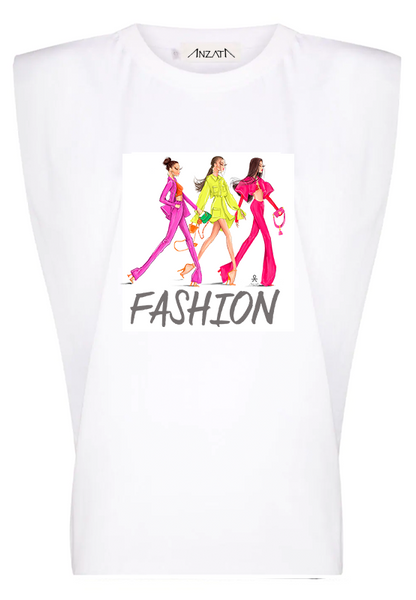 FASHION DOLLS NEON - White Padded Muscle Tee