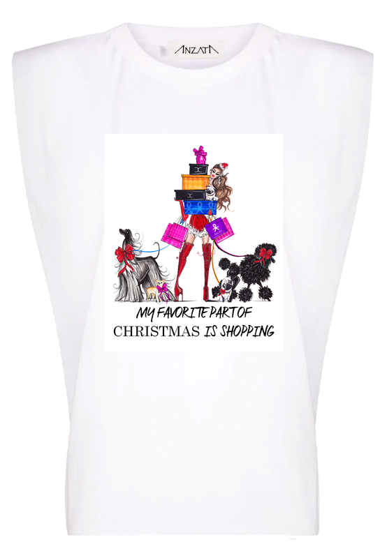 Christmas Shopping HOLIDAY LE - White Padded Muscle Tee