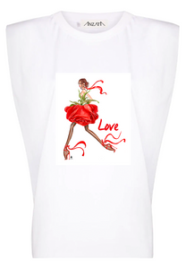 LOVE ROSE - White Padded Muscle Tee