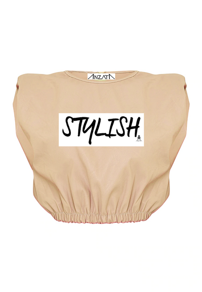 STYLISH - Nude Padded Crop Tee