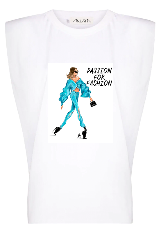 PASSION FOR FASHION DENIM - White Padded Muscle Tee