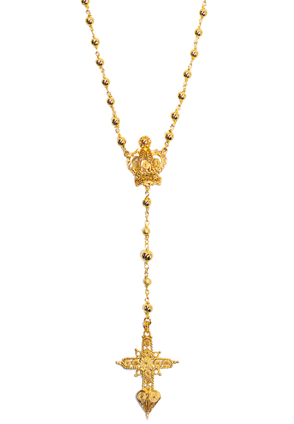 FVxA CROSSED CROWN ROSARY STYLE NECKLACE