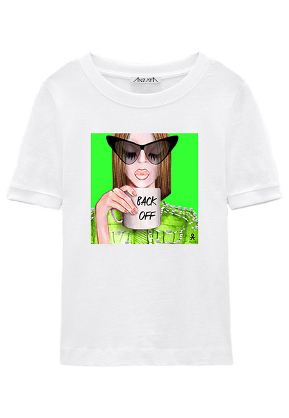 #BackOff - Green White T-Shirt