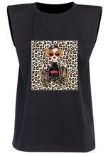 Load image into Gallery viewer, Animal Print - Black Padded Muscle Tee