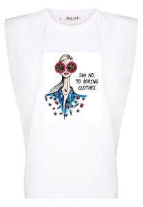 No Boring Clothes - White Padded Muscle Tee