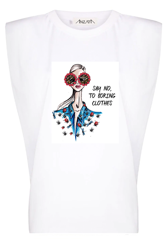No Boring Clothes - White Padded Muscle Tee