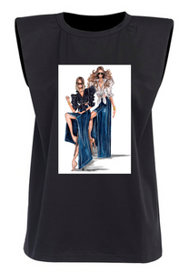 CLAU + MJB Fashion Duo - Black Padded Muscle Tee