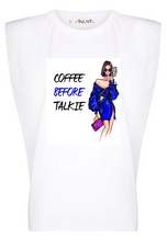 Load image into Gallery viewer, Coffee Before Talkie - White Padded Muscle Tee