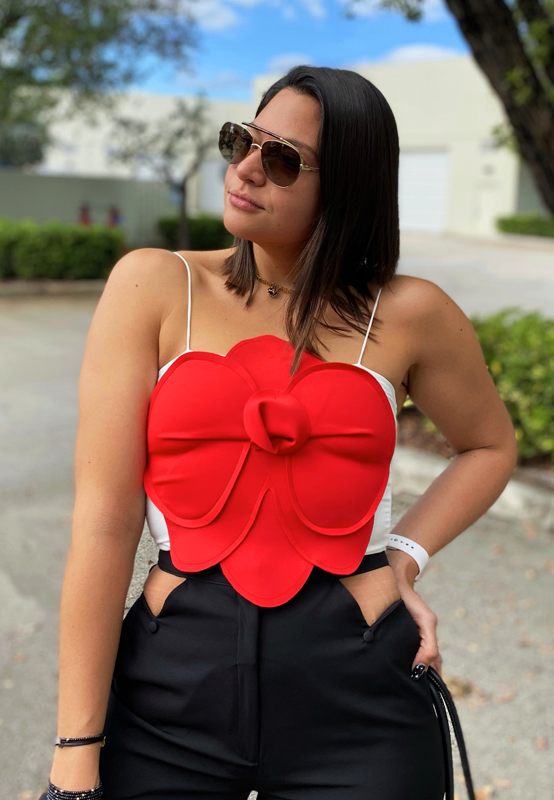Flower Crop Top - Red & White – Shopping with Claudia Flower Crop Top - Red & White – Shopping with Claudia