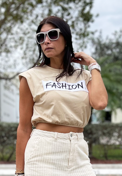 SAVAGE - Nude Padded Crop Tee