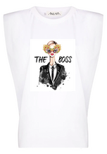 Load image into Gallery viewer, THE BOSS - White Padded Muscle Tee