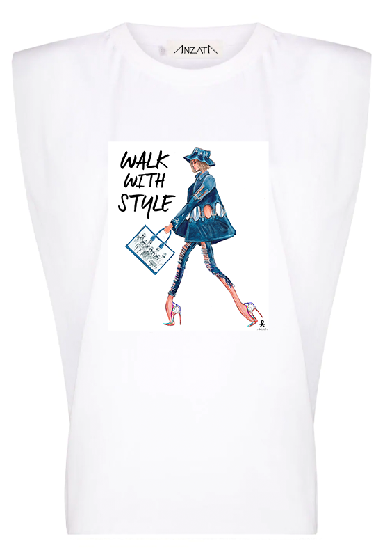 WALK WITH STYLE - White Padded Muscle Tee