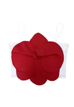 Cargar imagen en el visor de la galería, Flower Crop Top - Red &amp; White