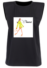 Load image into Gallery viewer, ZODIAC (Pretty, Fashion, Kenny &amp; Lila) - Black Padded Muscle Tee