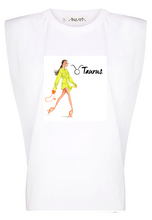 Load image into Gallery viewer, ZODIAC (Pretty, Fashion, Kenny &amp; Lila) - White Padded Muscle Tee